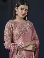 Pink Shimmer Chiffon Party Wear Saree